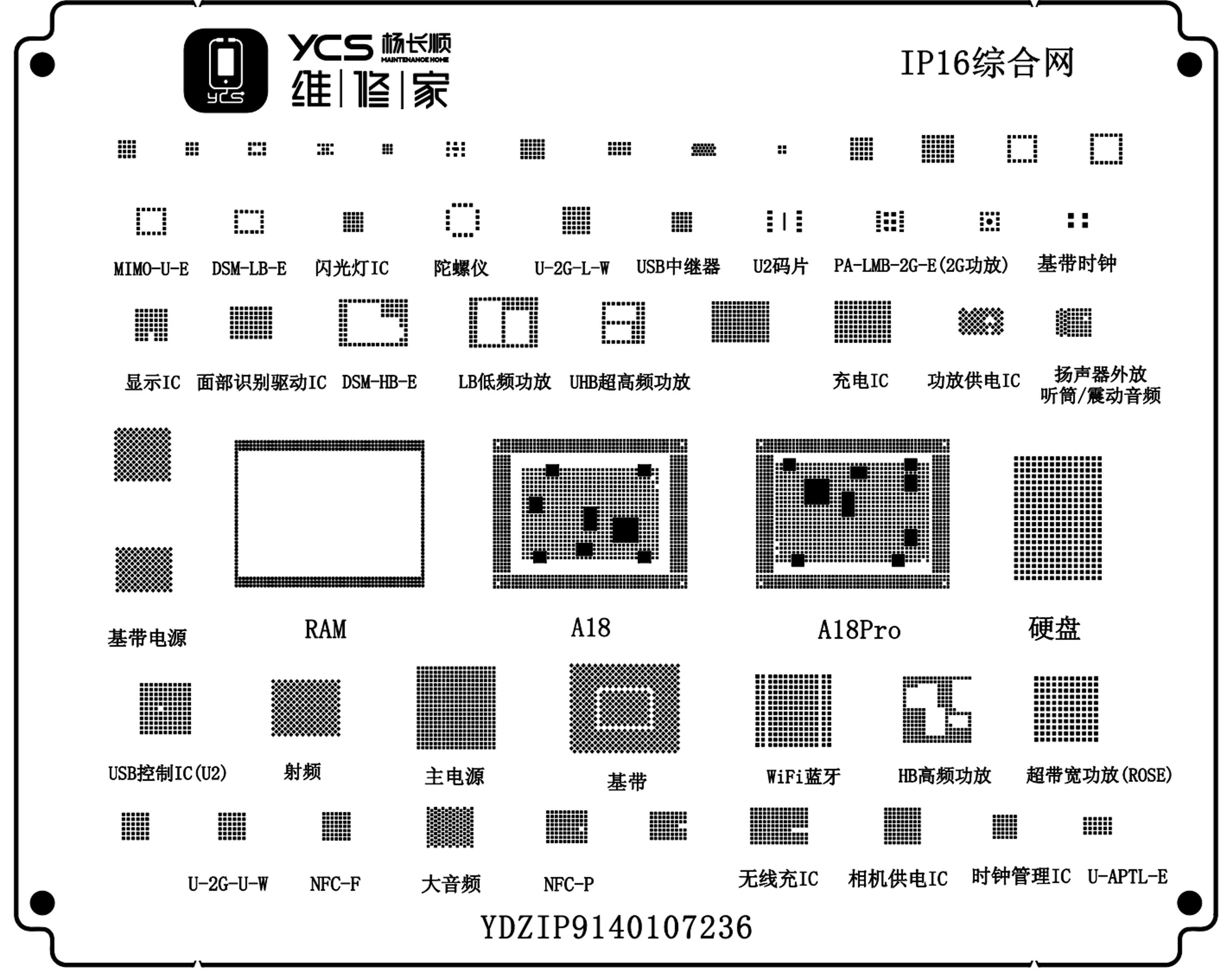 ycs Phone16 comprehensive reballing stencil
